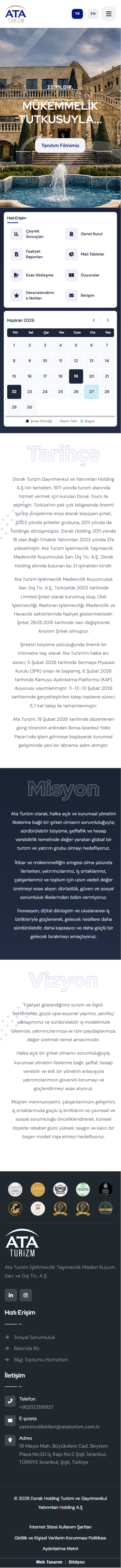 Ata Turizm — mobil görünüm