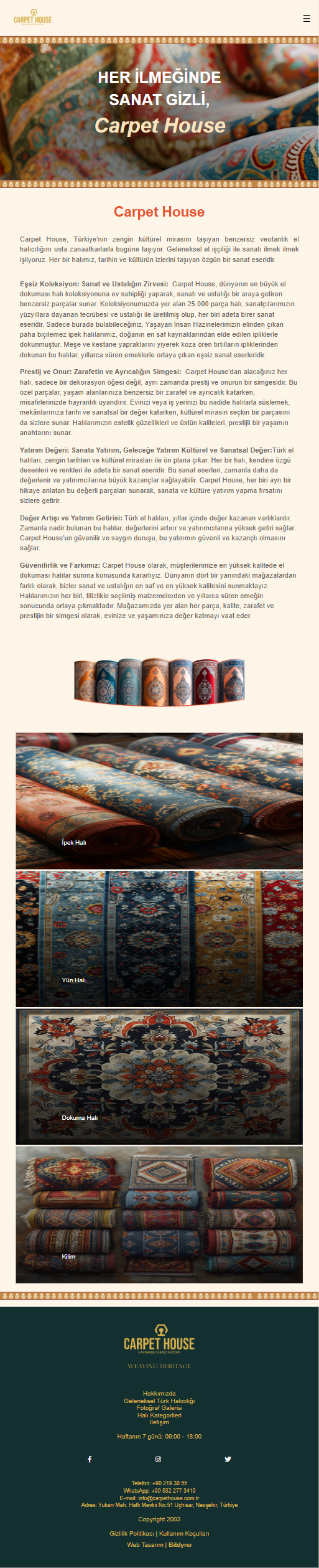 Carpet House — tablet görünüm