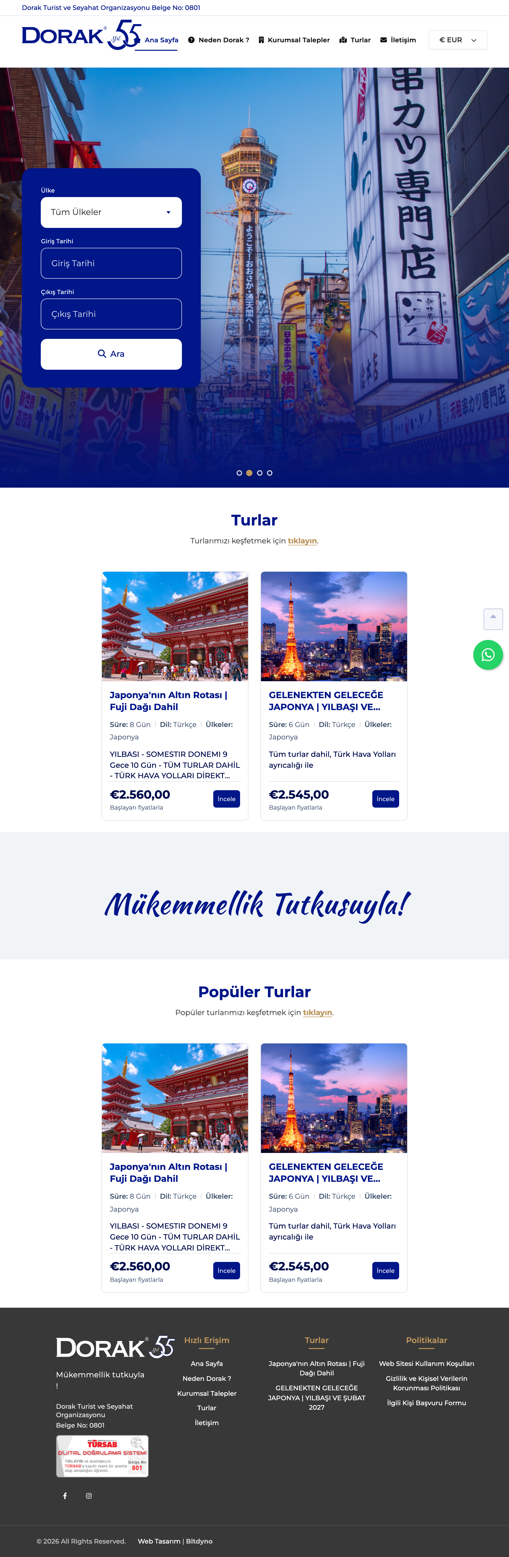 Dorak Tour — tablet görünüm