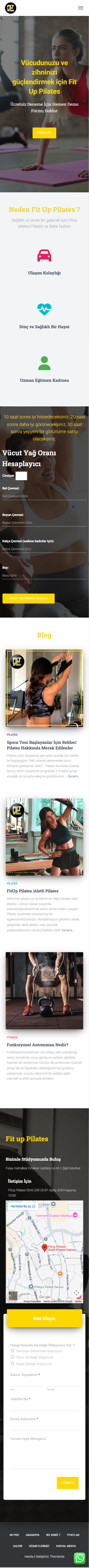 Fitup Pilates — mobil görünüm