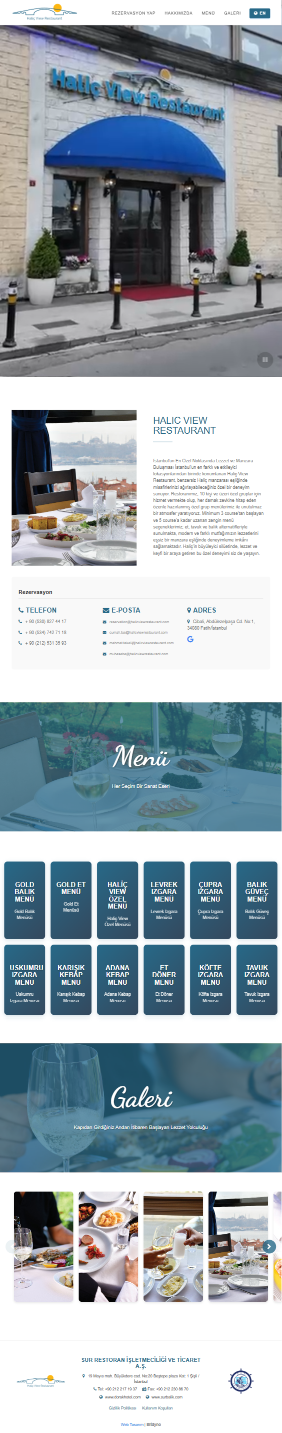 Haliç View Restaurant — tablet görünüm