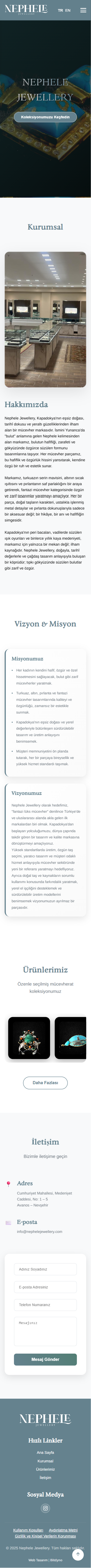 Nephele Jewellery — mobil görünüm