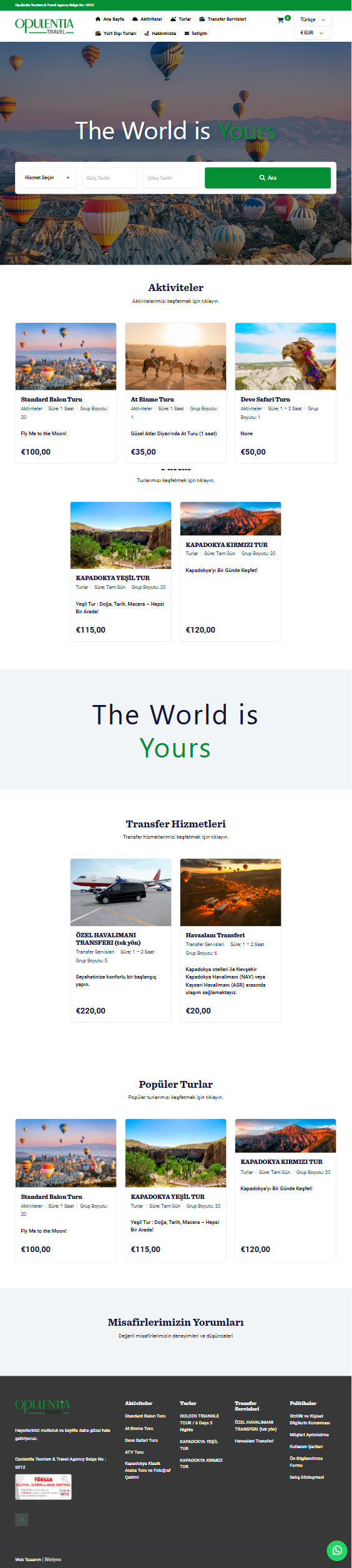 Opulentia Travel — tablet görünüm