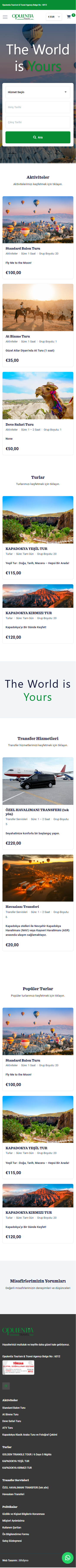 Opulentia Travel — mobil görünüm