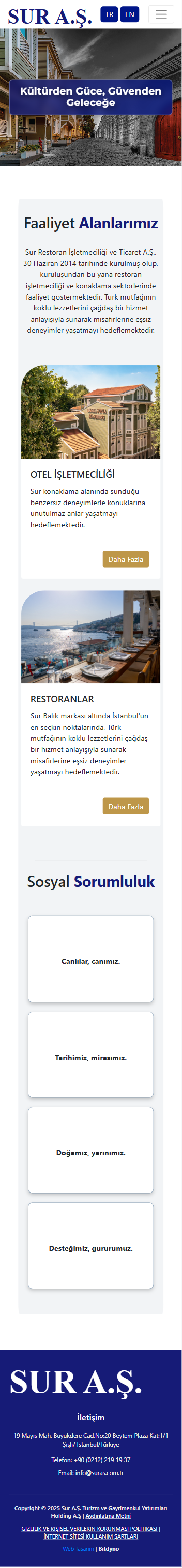 Sur A.Ş. — mobil görünüm