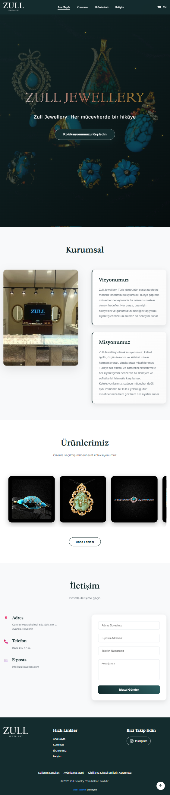 Zull Jewellery — tablet görünüm